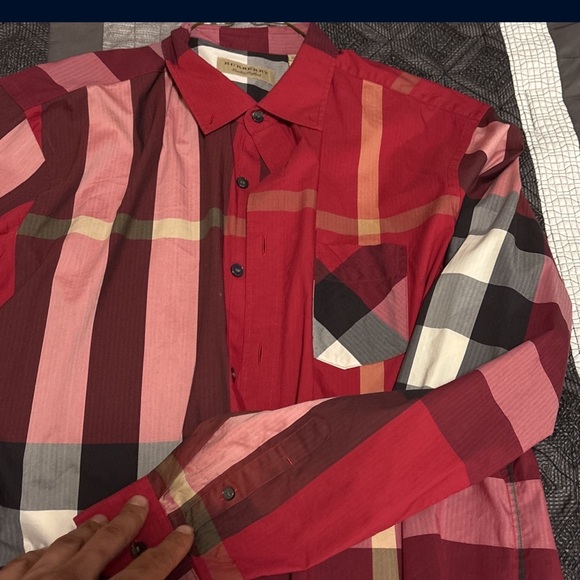Red Burberry button down